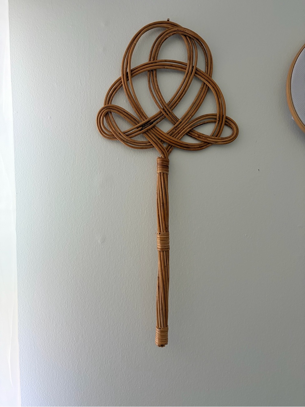 Vintage Wicker Rattan Rug Beater Wall Decor 25” x 11”